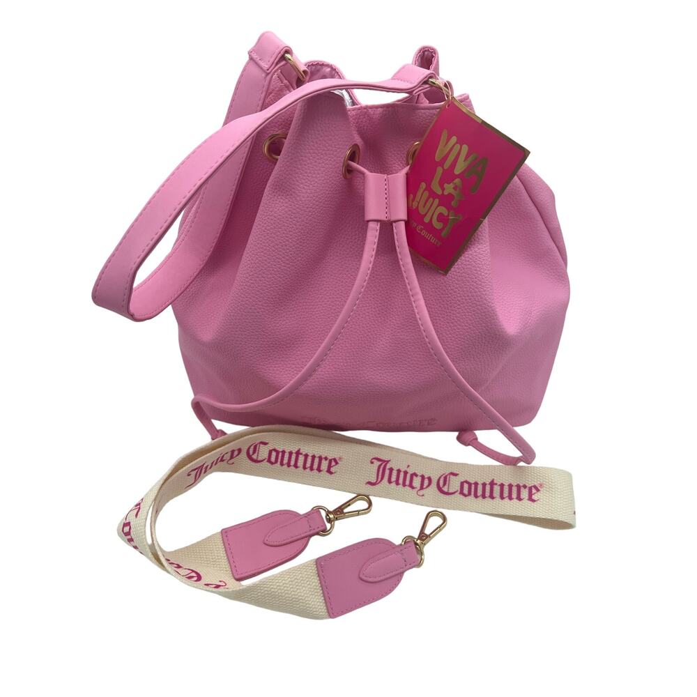 NWT Juicy Couture Viva La Juicy Pink Bucket Bag with Shoulder Strap & Crossbody - Picture 2 of 7